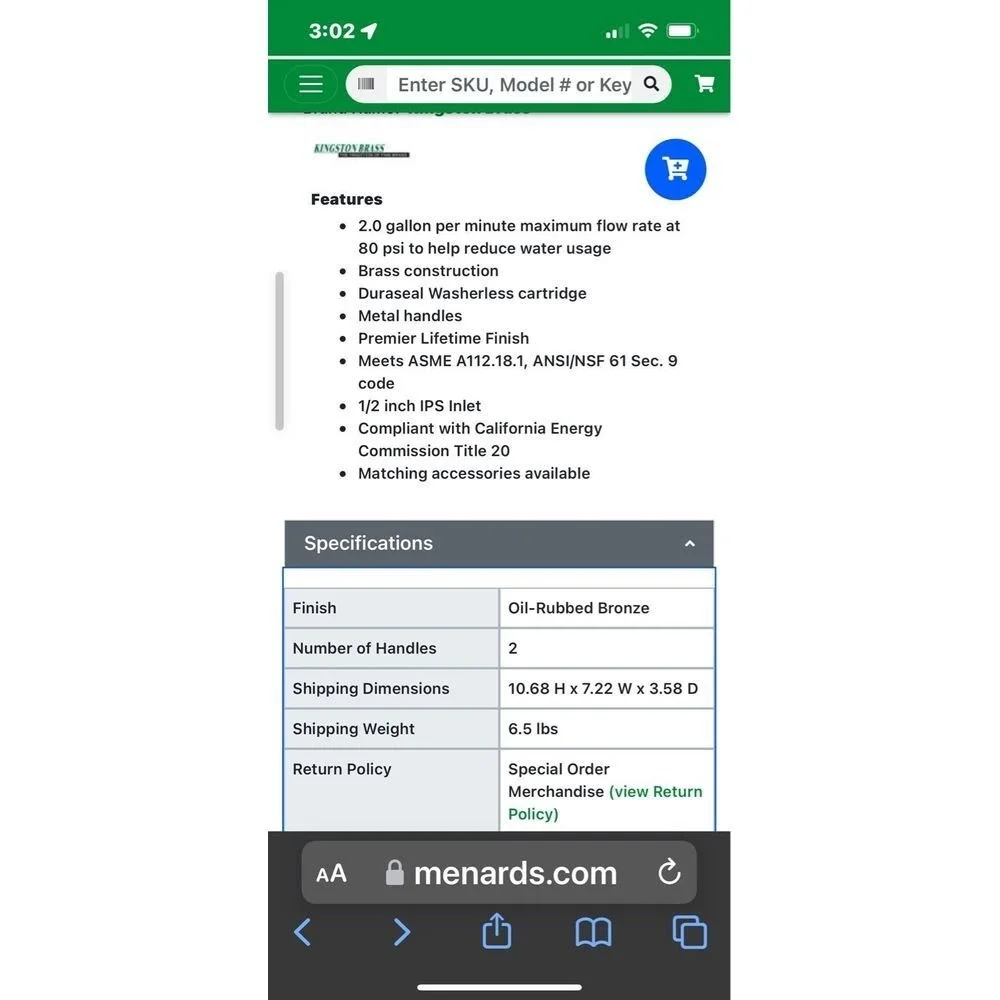 Kingston Oil Rubbed Bronze Bathroom Tub Faucet‎ set